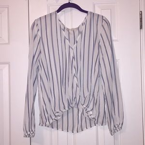 wrap pinstriped shirt/blouse lightweight
